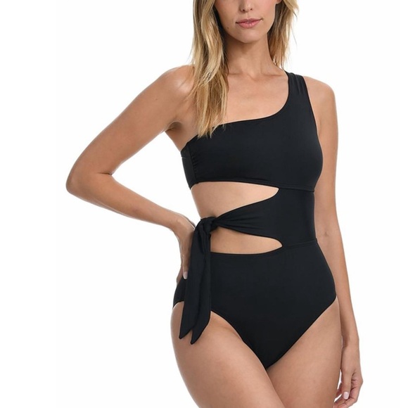 NWT La Blanca Womens Mio One Shoulder Cutout One-Piece - Picture 1 of 5